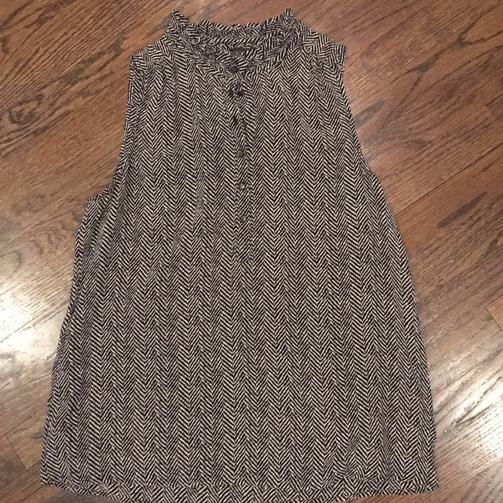 J Crew Sleeveless Ruffle Collar Blouse